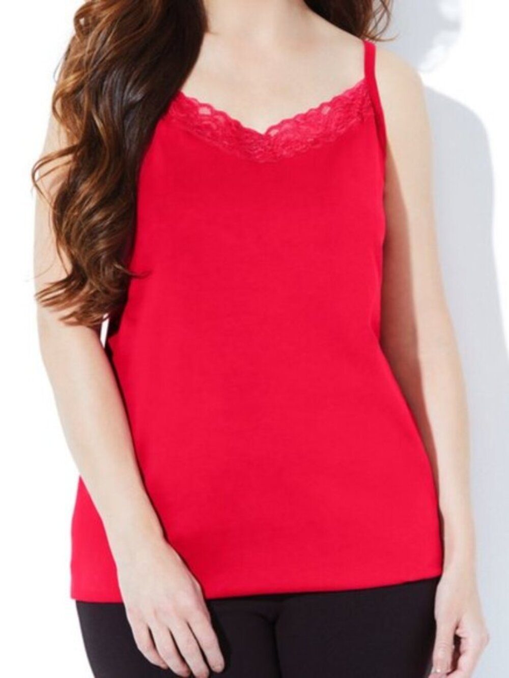 Catherines Red Suprema Lace Camisole-Cotton Stretch-3XWP -Petite Length NWT